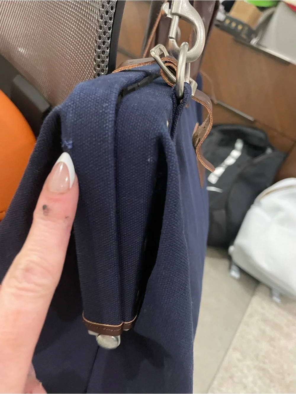Line of Trade Leather-Trim Navy Weekender MENS Canvas Carry on travel  Bag